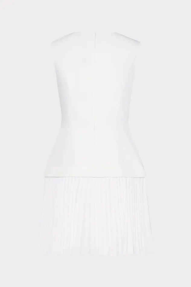 Milly Haddy Pleated Mini Dress Ecru Women Dresses