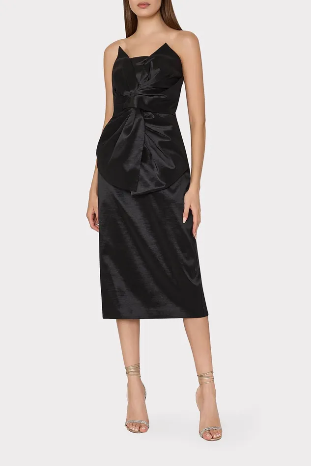 Milly Harlow Bow Taffeta Strapless Dress Black Women Dresses Milly Harlow Bow Taffeta Strapless Dress Black Women Dresses