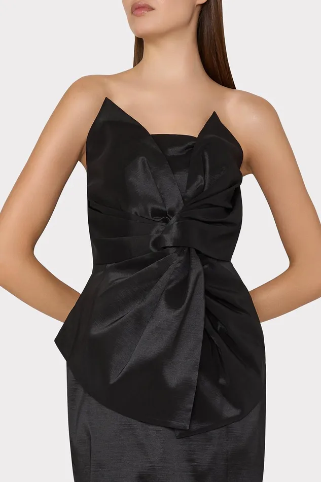 Milly Harlow Bow Taffeta Strapless Dress Black Women Dresses Milly Harlow Bow Taffeta Strapless Dress Black Women Dresses