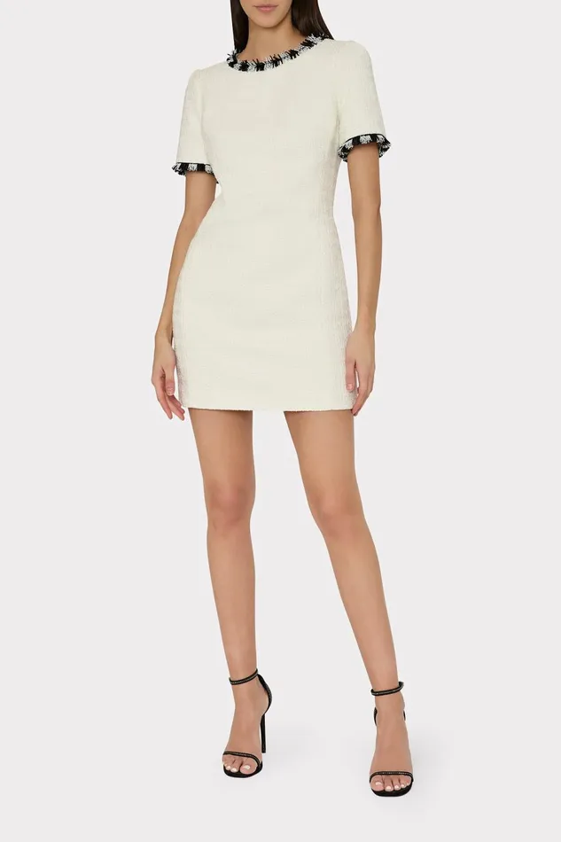 Milly Hyannis Beaded Fringe Mini Dress Ecru Women Dresses Milly Hyannis Beaded Fringe Mini Dress Ecru Women Dresses