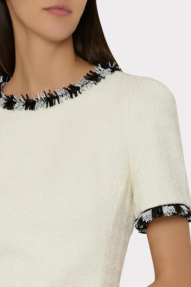 Milly Hyannis Beaded Fringe Mini Dress Ecru Women Dresses Milly Hyannis Beaded Fringe Mini Dress Ecru Women Dresses