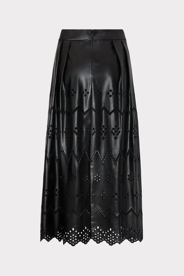 Milly Jolene Eyelet Vegan Leather Skirt Black Women Matching Sets Milly Jolene Eyelet Vegan Leather Skirt Black Women Matching Sets