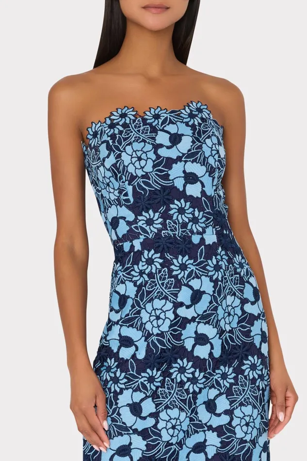 Milly Kait Two Tone Floral Lace Midi Dress Bluenavy Women Dresses Milly Kait Two Tone Floral Lace Midi Dress Bluenavy Women Dresses
