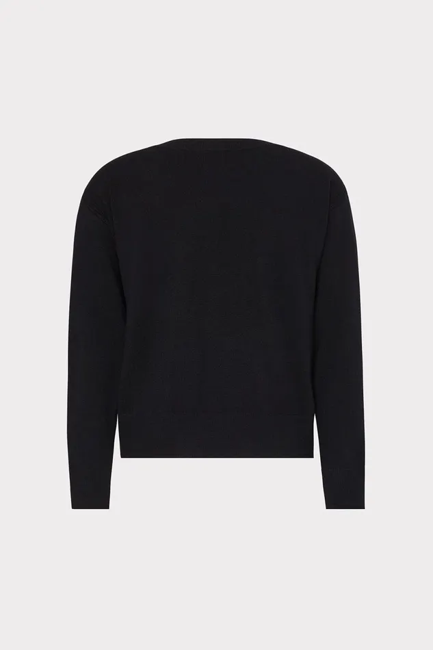 Milly Kalia Crystal VNeck Sweater Black Women Sweaters and Knits
