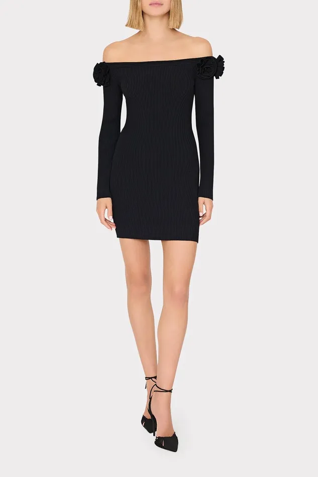 Milly Kara Off The Shoulder Knit Mini Dress Black Women Dresses Milly Kara Off The Shoulder Knit Mini Dress Black Women Dresses