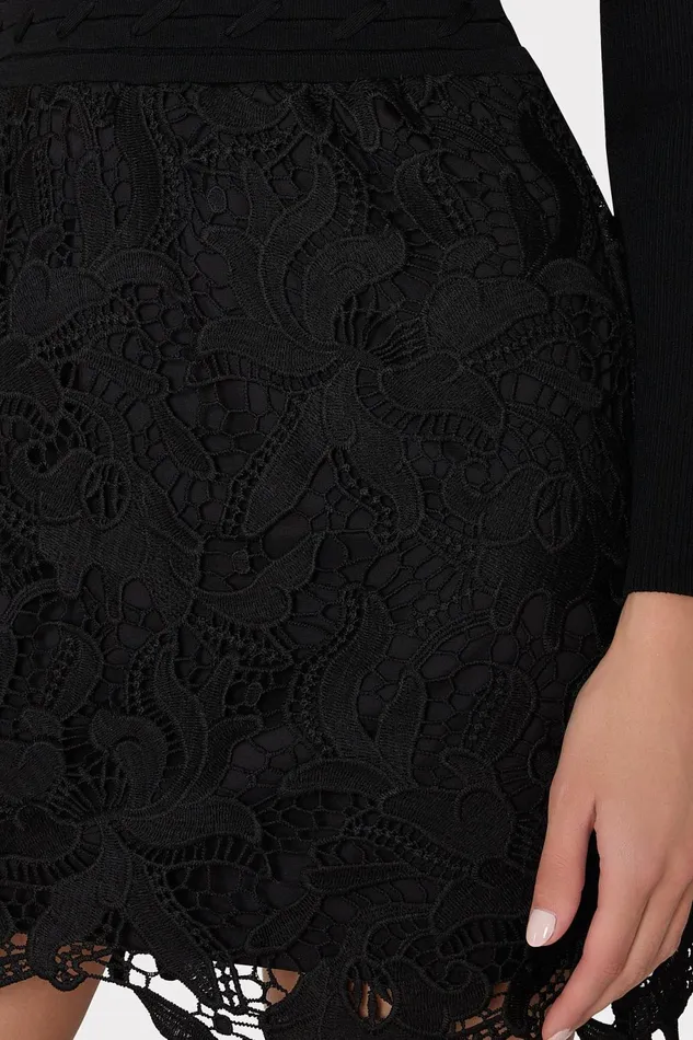 Milly Katie Lace Combo Knit Mini Dress Black Women Dresses Milly Katie Lace Combo Knit Mini Dress Black Women Dresses