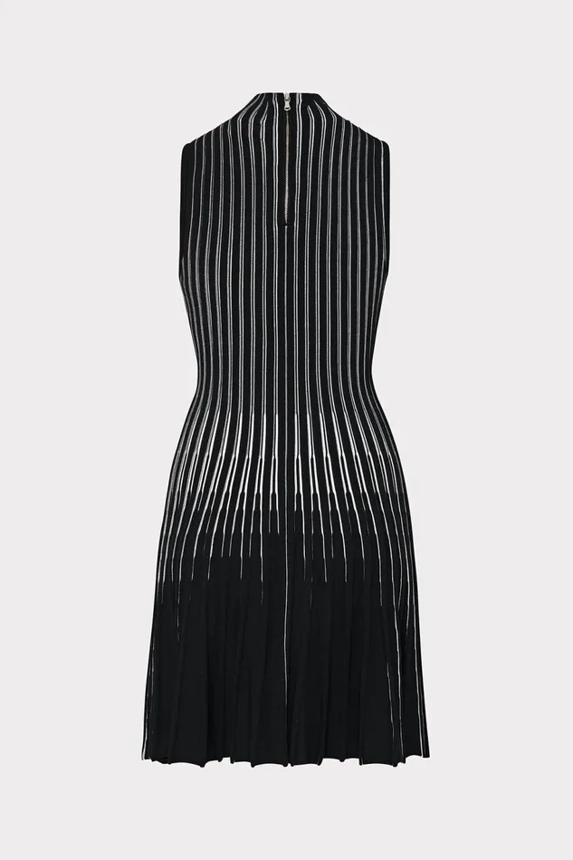 Milly Kayce Inset Stripe Mock Neck Mini Dress Blackecru Women Dresses Milly Kayce Inset Stripe Mock Neck Mini Dress Blackecru Women Dresses