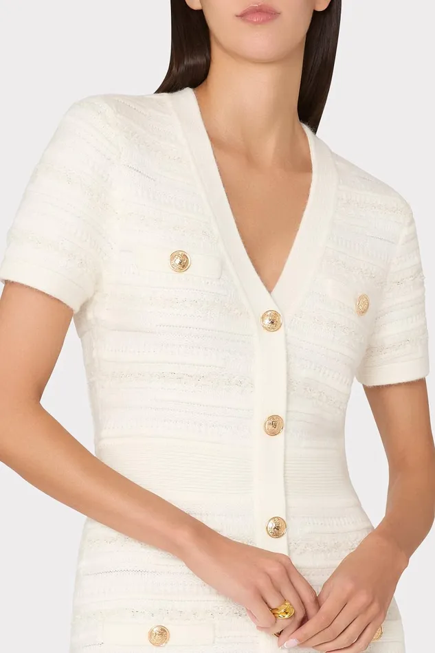 Milly Kennedy Textured Knit Mini Dress Ecru Women Dresses Milly Kennedy Textured Knit Mini Dress Ecru Women Dresses