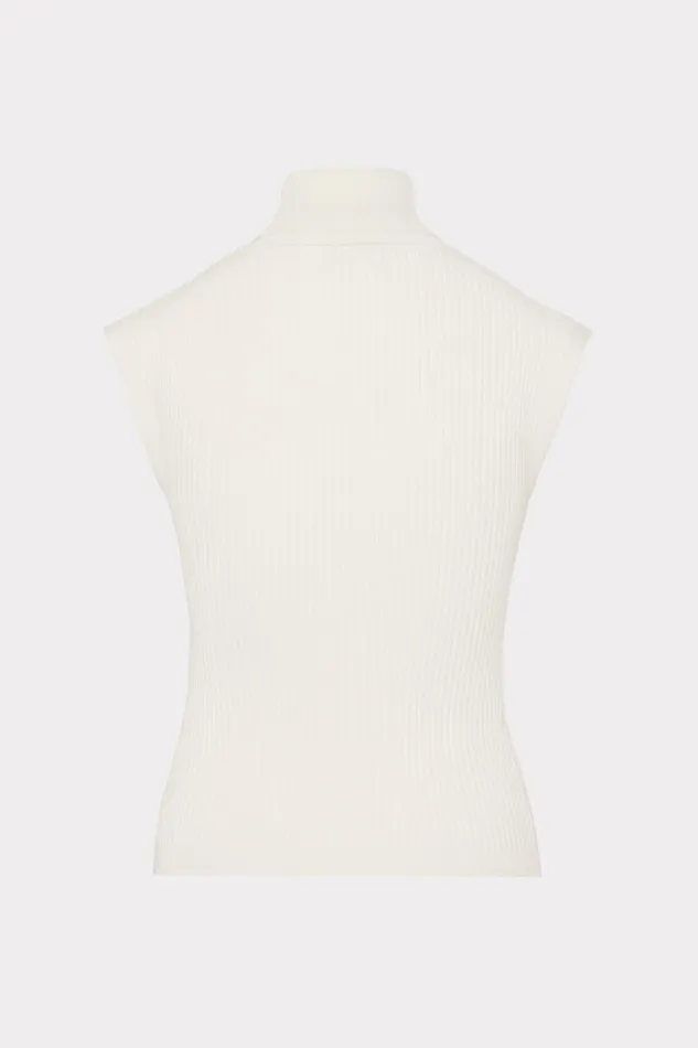 Milly Kinley Sleeveless Turtleneck Top Ecru Women Sweaters and Knits Milly Kinley Sleeveless Turtleneck Top Ecru Women Sweaters and Knits