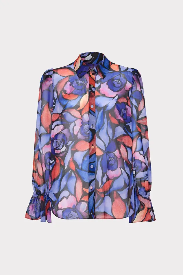 Milly Lacey Dream Rose Blouse Dream Rose Blue Women Tops
