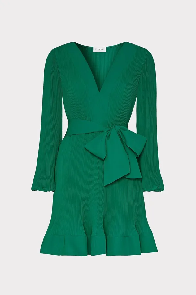 Milly Liv Pleated Dress Dark Forest Women Dresses