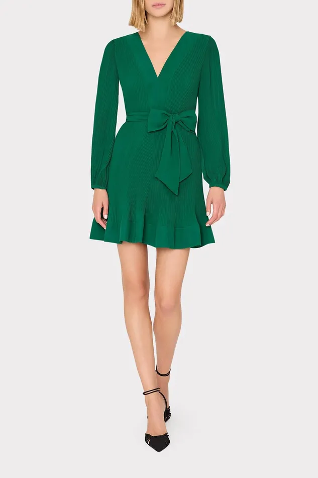 Milly Liv Pleated Dress Dark Forest Women Dresses