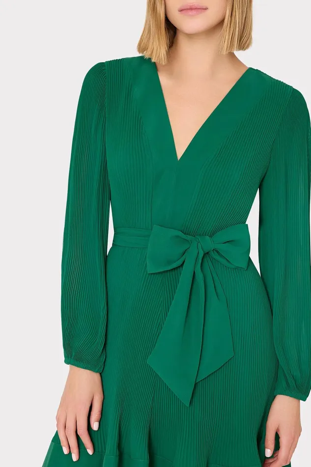 Milly Liv Pleated Dress Dark Forest Women Dresses