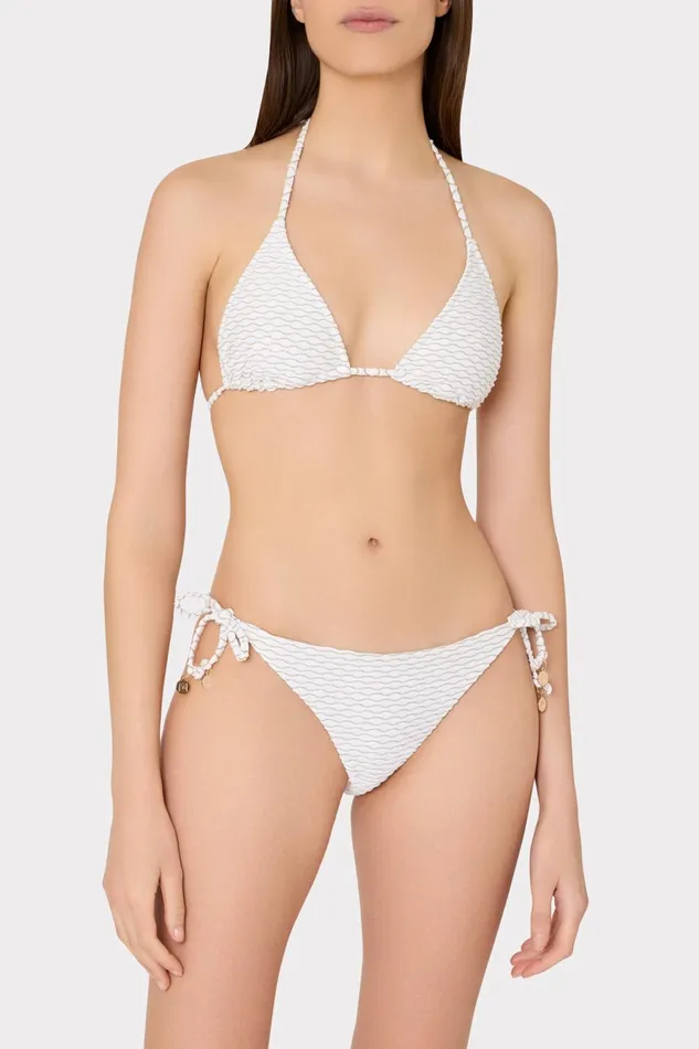 Milly Millie String Bikini Bottom White Women Swim and Coverups