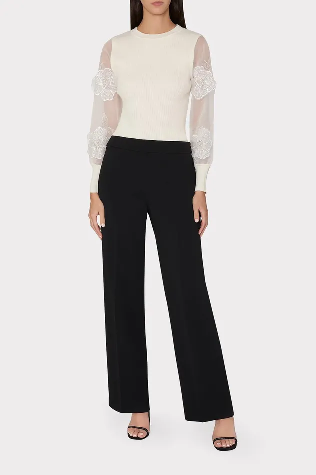 Milly Natia Crepe Pants Black Women Pants