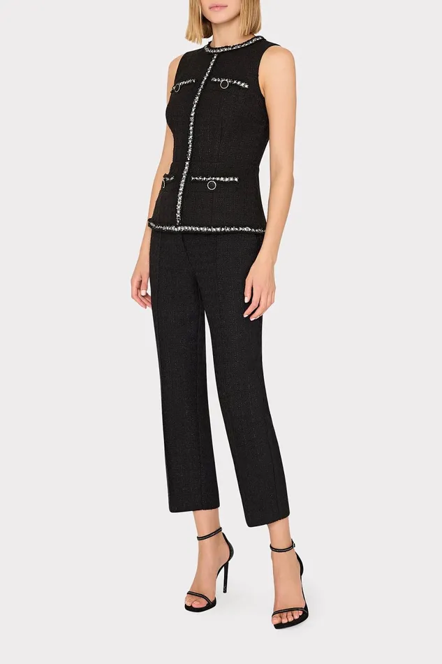 Milly Nette Boucle Sleeveless Top Black Women Matching Sets