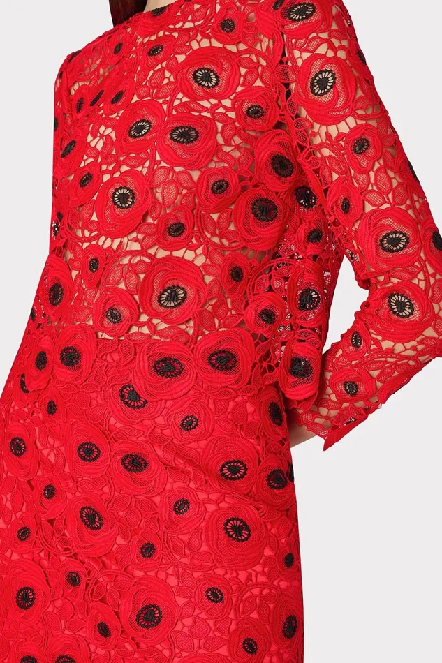Milly Nori Embroidered Lace Top Redblack Women Matching Sets