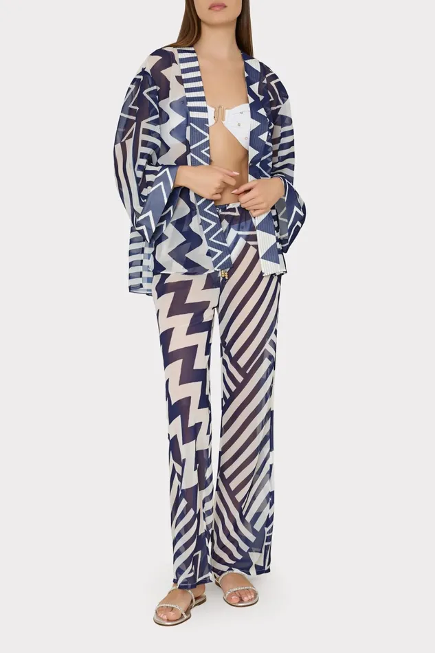 Milly Patchwork Chevron Top Bluewhite Women Swim and Coverups Milly Patchwork Chevron Top Bluewhite Women Swim and Coverups