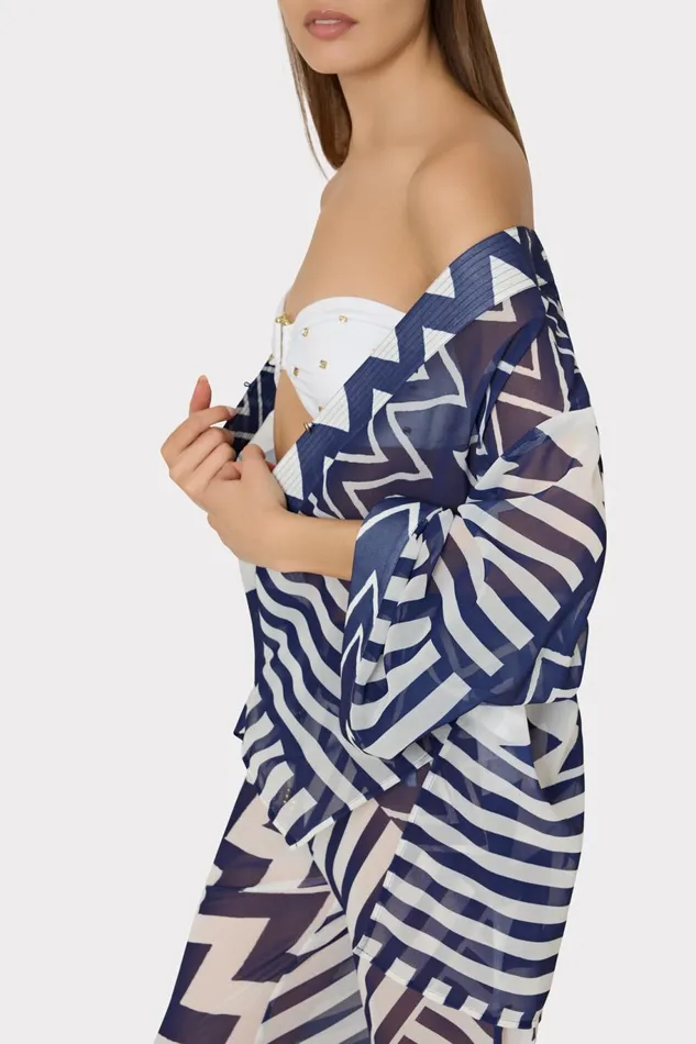 Milly Patchwork Chevron Top Bluewhite Women Swim and Coverups Milly Patchwork Chevron Top Bluewhite Women Swim and Coverups