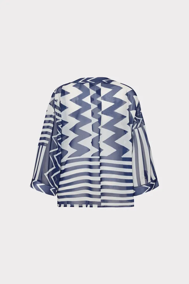 Milly Patchwork Chevron Top Bluewhite Women Swim and Coverups Milly Patchwork Chevron Top Bluewhite Women Swim and Coverups