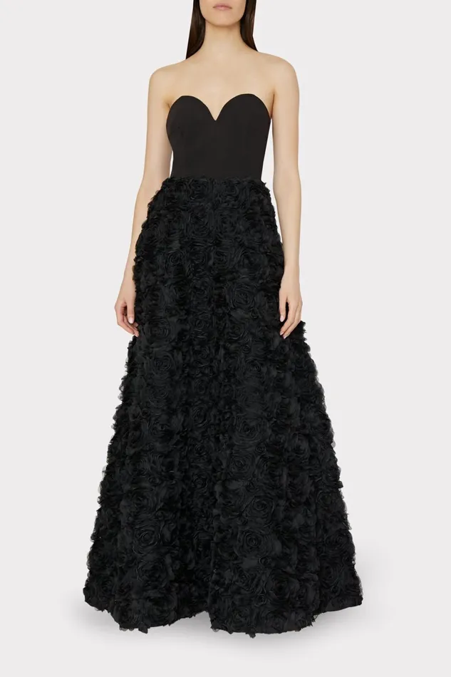 Milly Roxy Mesh Rose Gown Black Women Dresses Milly Roxy Mesh Rose Gown Black Women Dresses
