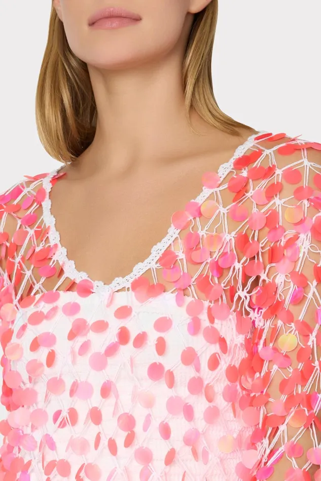 Milly Sequin Crochet Mini Dress Pinkwhite Women Swim and Coverups Milly Sequin Crochet Mini Dress Pinkwhite Women Swim and Coverups