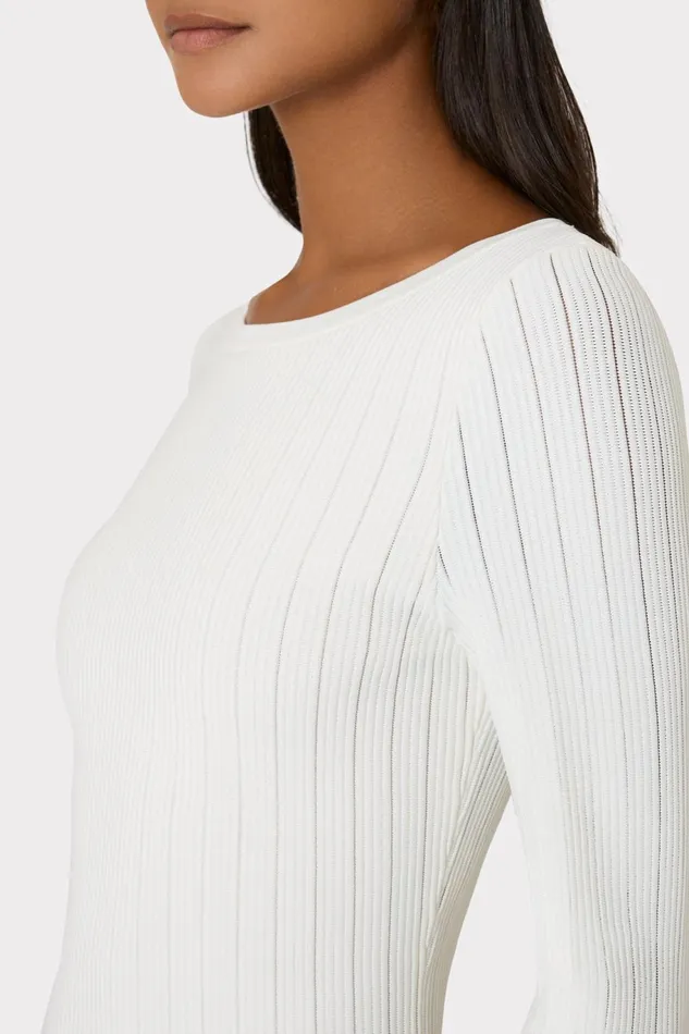 Milly Tabitha Sheer Godet Mini Dress Ecru Women Sweaters and Knits Milly Tabitha Sheer Godet Mini Dress Ecru Women Sweaters and Knits