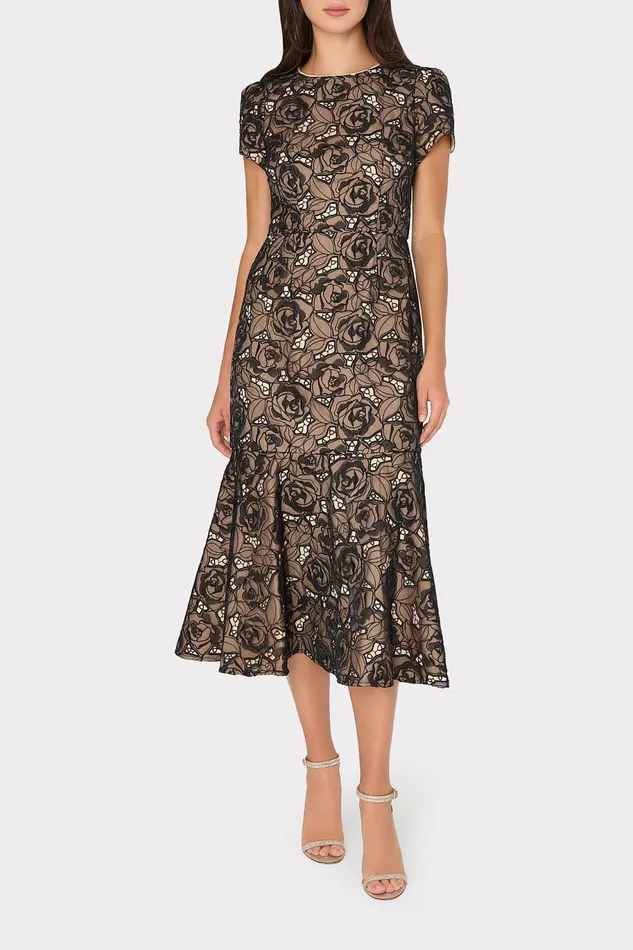 Milly Tahlia Rose Mesh Embroidered Dress Black Women Dresses Milly Tahlia Rose Mesh Embroidered Dress Black Women Dresses