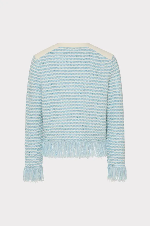 Milly Textured Fringe Cardigan Jacket Blue Multi Women Cardigans Milly Textured Fringe Cardigan Jacket Blue Multi Women Cardigans