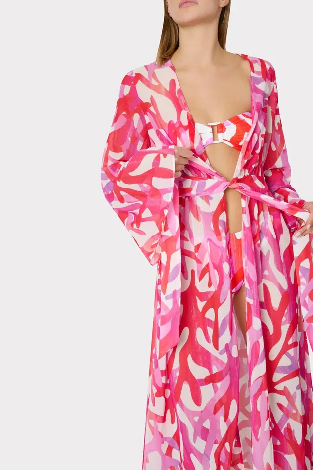 Milly Vince Under The Sea Chiffon CoverUp Dress Pink Multi Women CoverUps Milly Vince Under The Sea Chiffon CoverUp Dress Pink Multi Women CoverUps