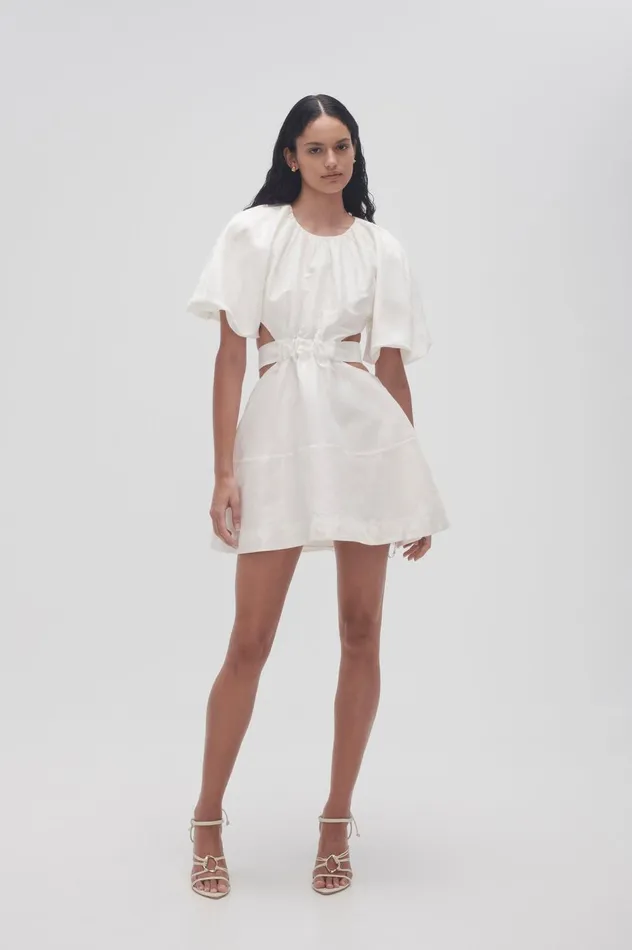 Mimosa Cut Out Mini Dress Ivory Women Aje Mini Dresses