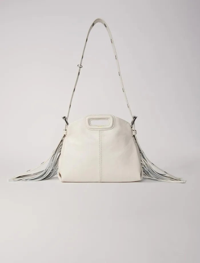 Mini Bags Women Maje Crackle Leather Mini Miss M Bag White
