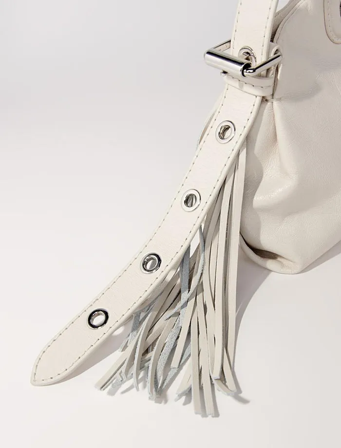 Mini Bags Women Maje Crackle Leather Mini Miss M Bag White