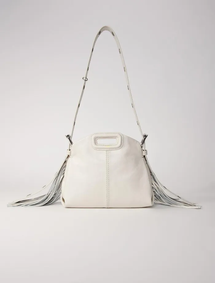 Mini Bags Women Maje Crackle Leather Mini Miss M Bag White