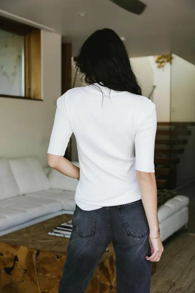 Mock Neck Sweater Top In White White Women Bohme Tops