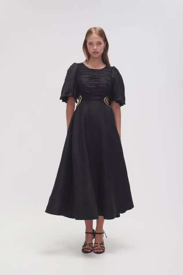 Monica Chainlink Midi Dress Black Women Aje Midi Dresses