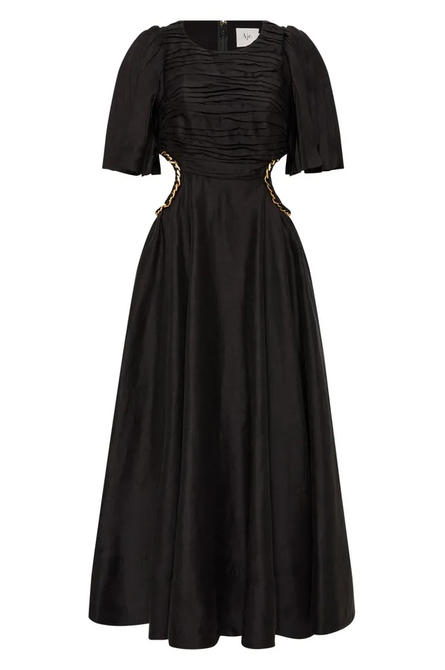 Monica Chainlink Midi Dress Black Women Aje Midi Dresses
