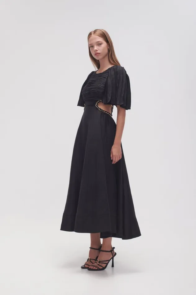 Monica Chainlink Midi Dress Black Women Aje Midi Dresses