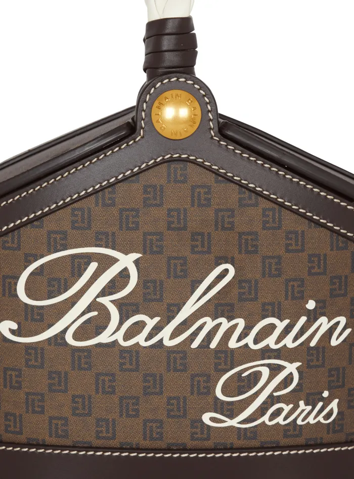 Monogram Canvas And Leather Bucket Bag Brown Women Balmain Handbags