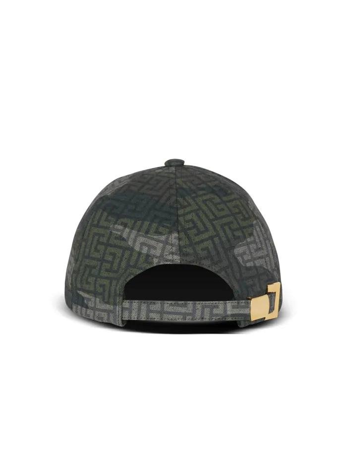 Monogrammed Camouflage Print Baseball Cap Khaki Men Balmain Hats And Caps