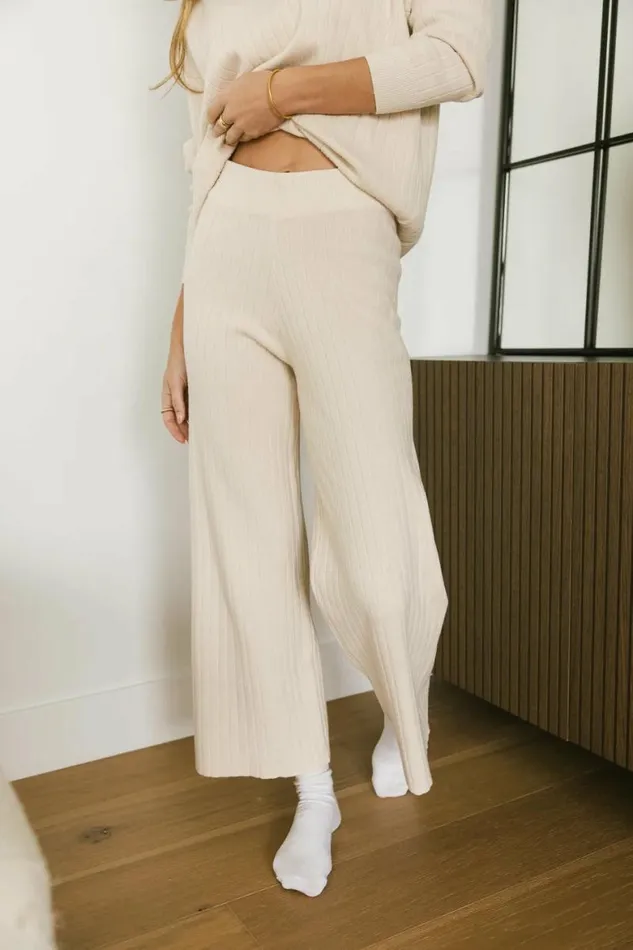Myla Ribbed Pants In Oatmeal Oatmeal Women Bohme Sets