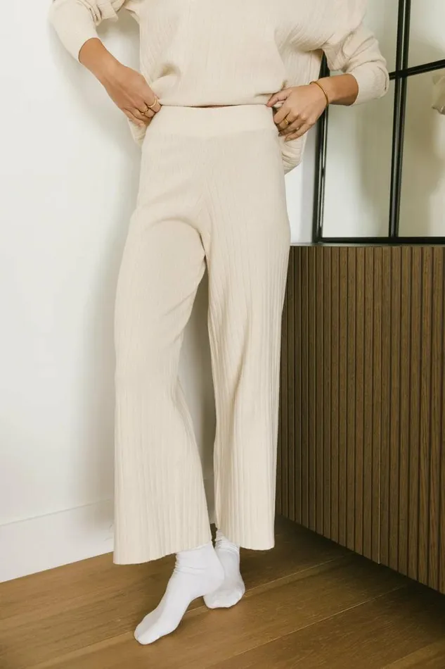 Myla Ribbed Pants In Oatmeal Oatmeal Women Bohme Sets