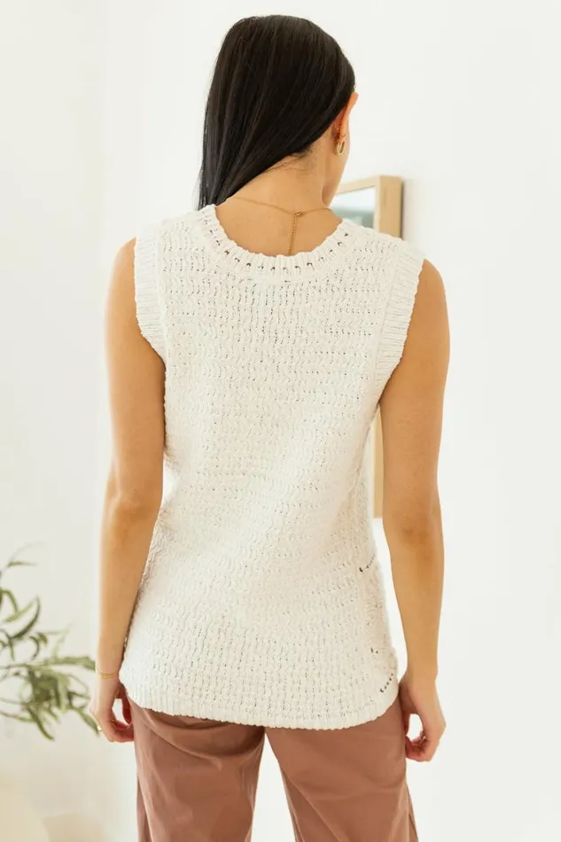 Natalia Knit Vest 8211 FINAL SALE Natural Women Bohme Tops