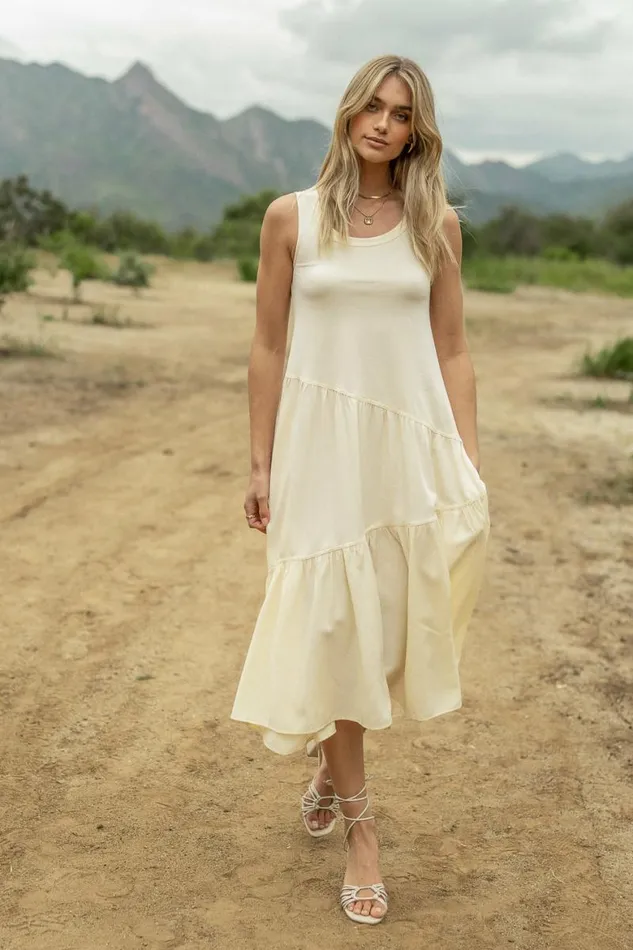 Natalie Midi Dress In Cream Cream Women Bohme Dresses