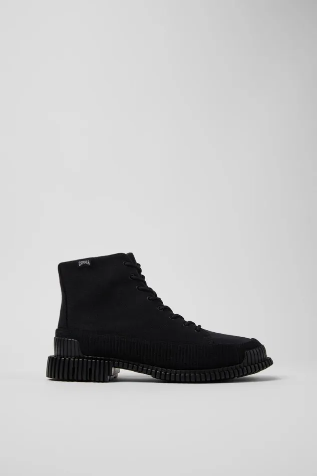 Non Leather Shoes Women Camper Pix TENCEL Black Textile Ankle Boots Non Leather Shoes Women Camper Pix TENCEL Black Textile Ankle Boots