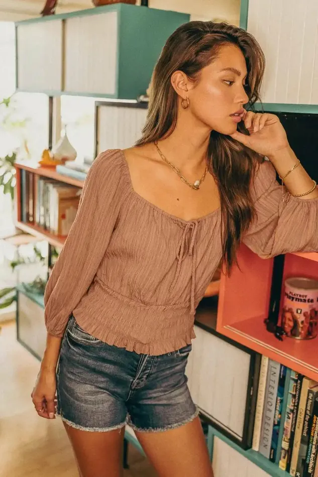 Ottie Blouse 8211 FINAL SALE Brown Women Bohme Tops