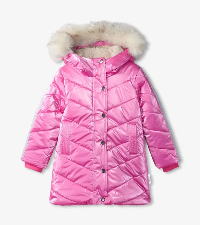 Outerwear Girls Hatley Pink Star Puffer Jacket