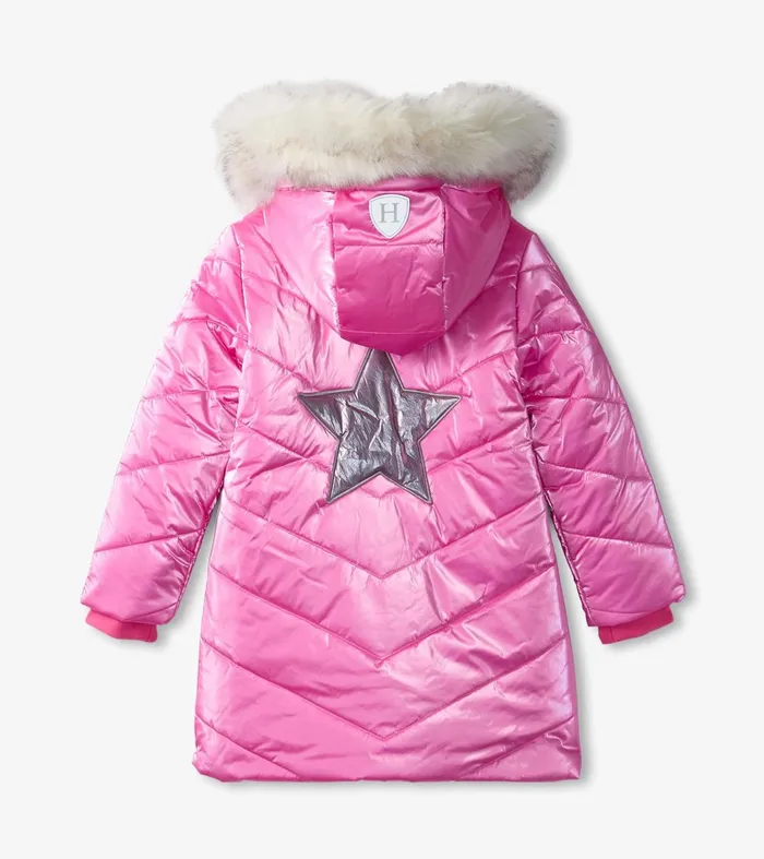 Outerwear Girls Hatley Pink Star Puffer Jacket