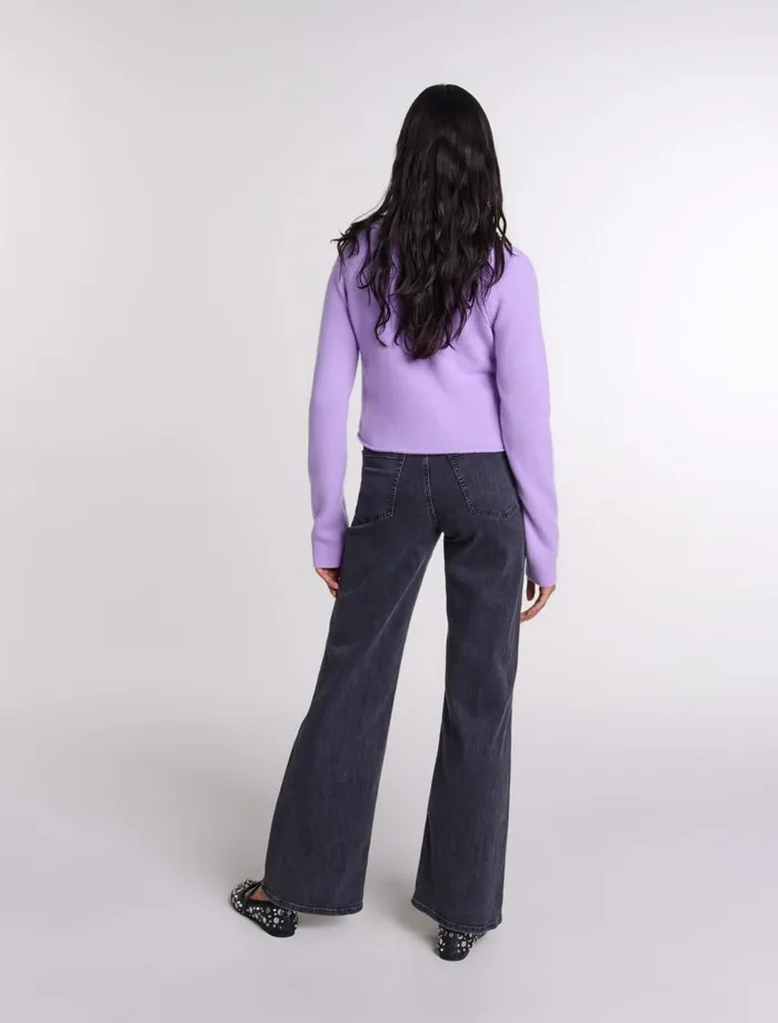 Pants and Jeans Women Maje Black Belted Baggy Jeans Black