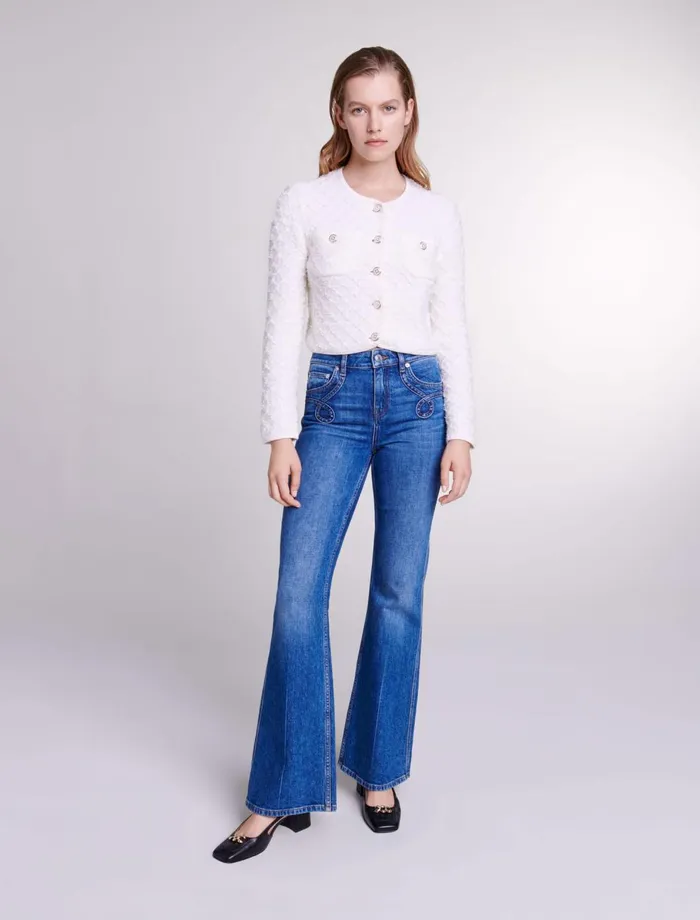 Pants and Jeans Women Maje Embroidered Flared Jeans Blue